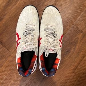 Asics Men's GEL-Resolution 8 Tennis Shoes White and Red